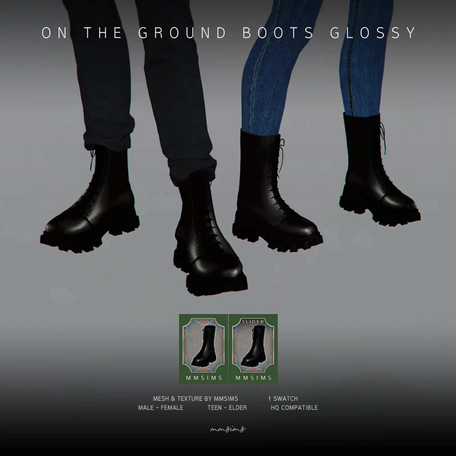 Mmsims On The Ground Boots Glossy | Shoes | MySims4Mods
