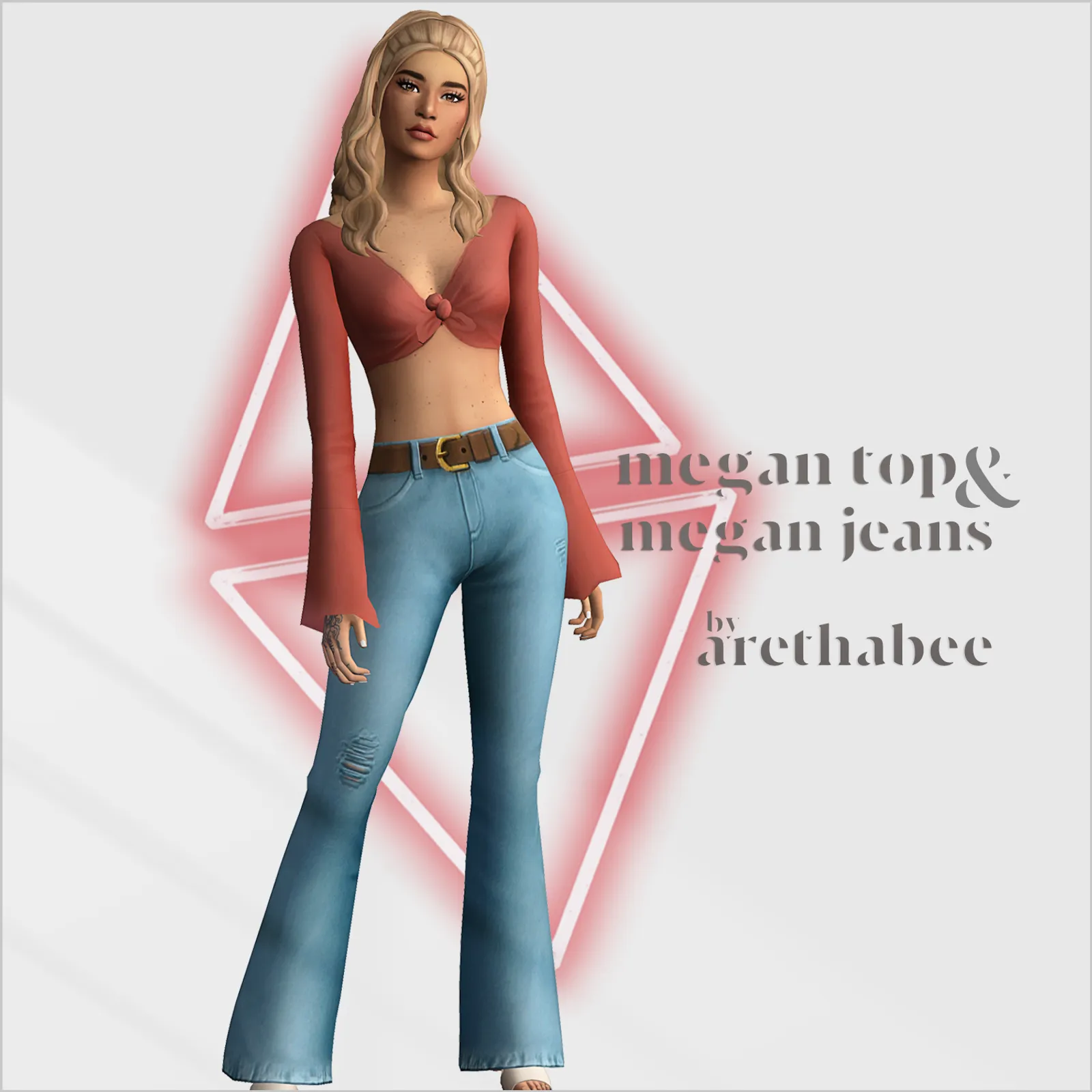 megan tied top and jeans