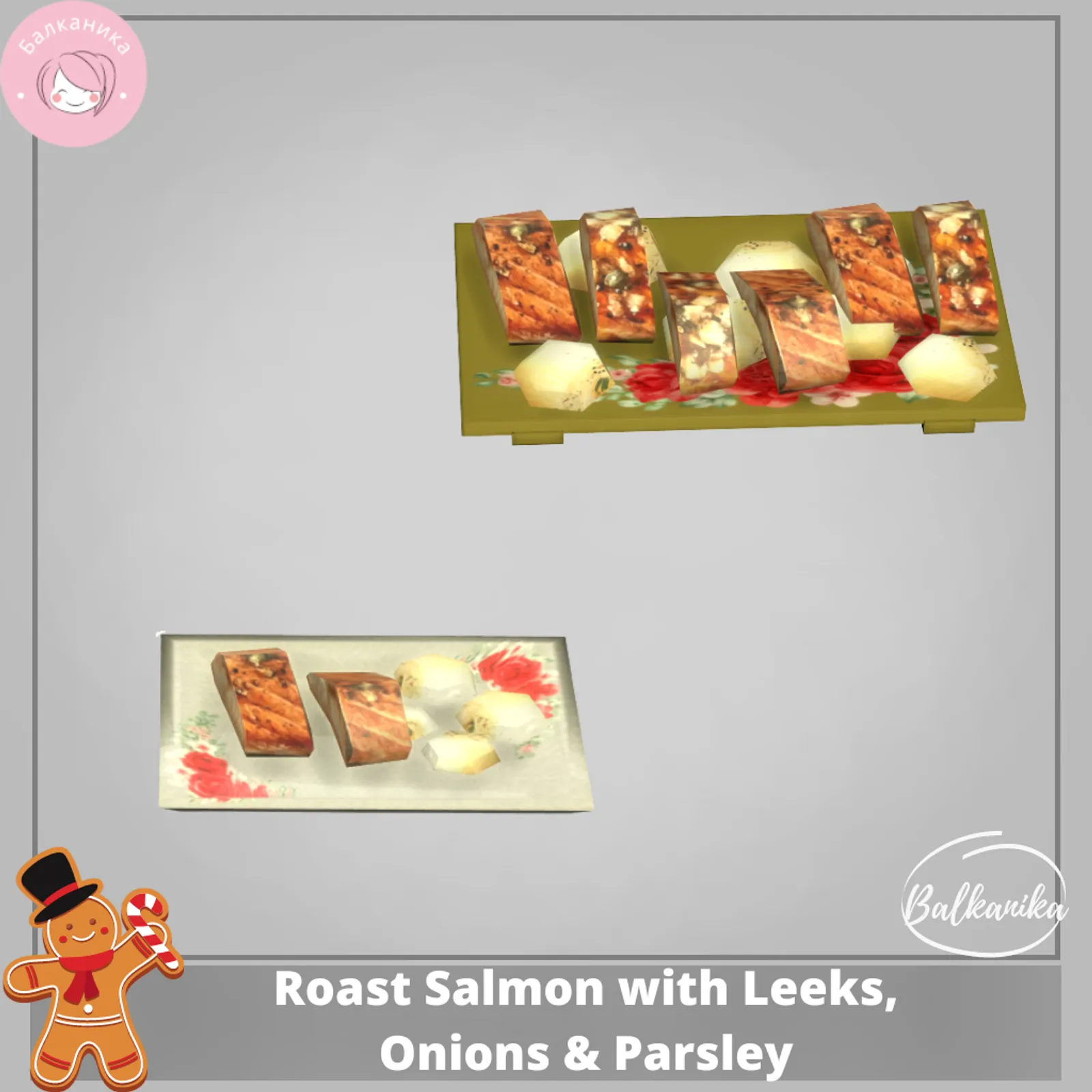 Roast Salmon with Leeks, Onions & Parsley
