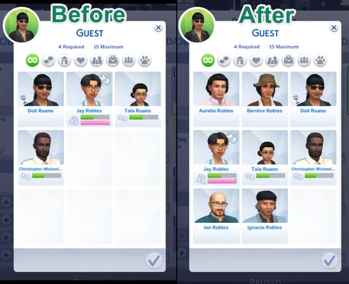 Family Reunion tweak: check household relationships not just current sim