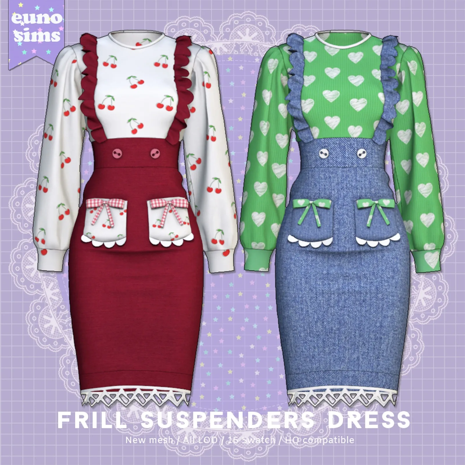 Blythe doll frill suspenders Dress