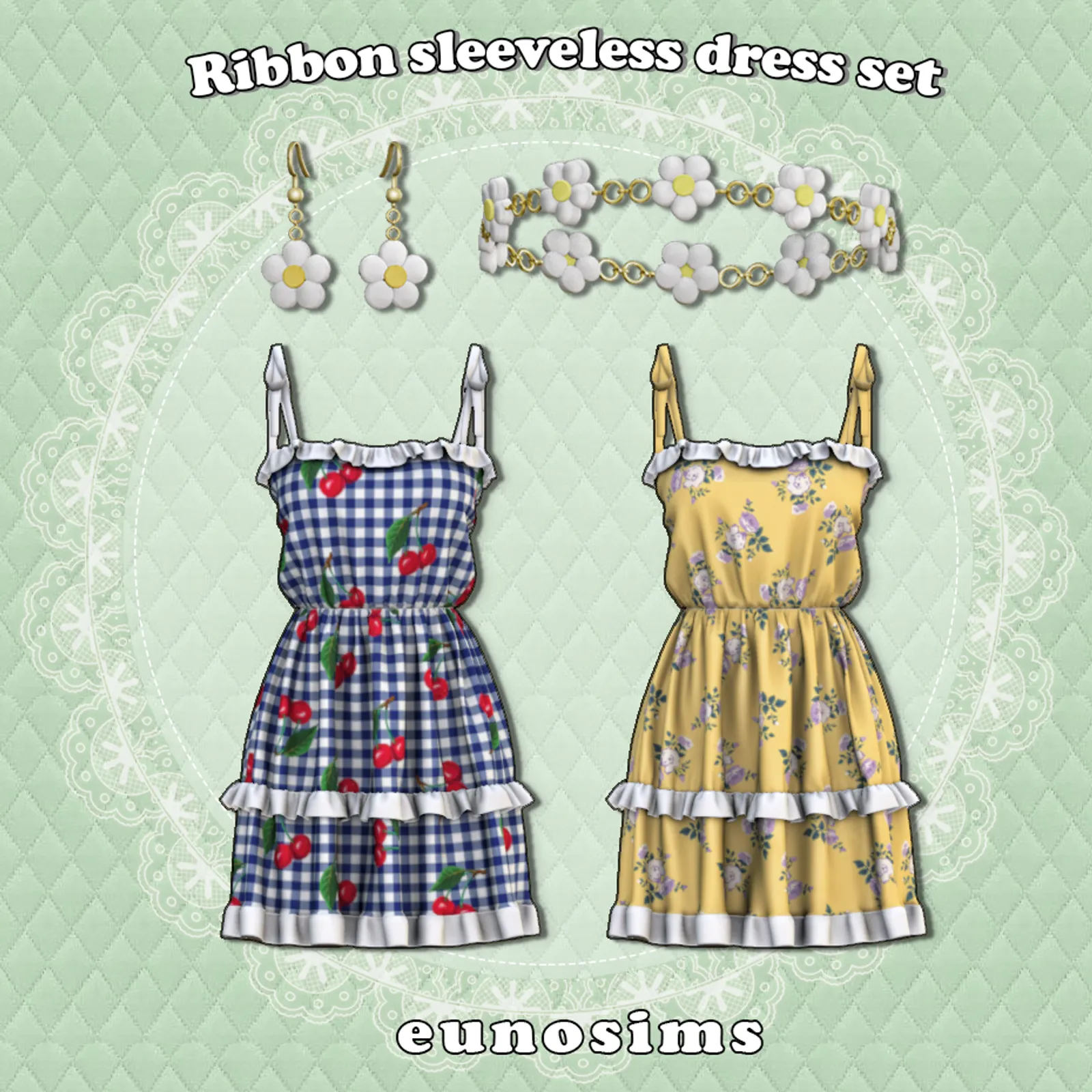 Ribbon sleeveless dress set