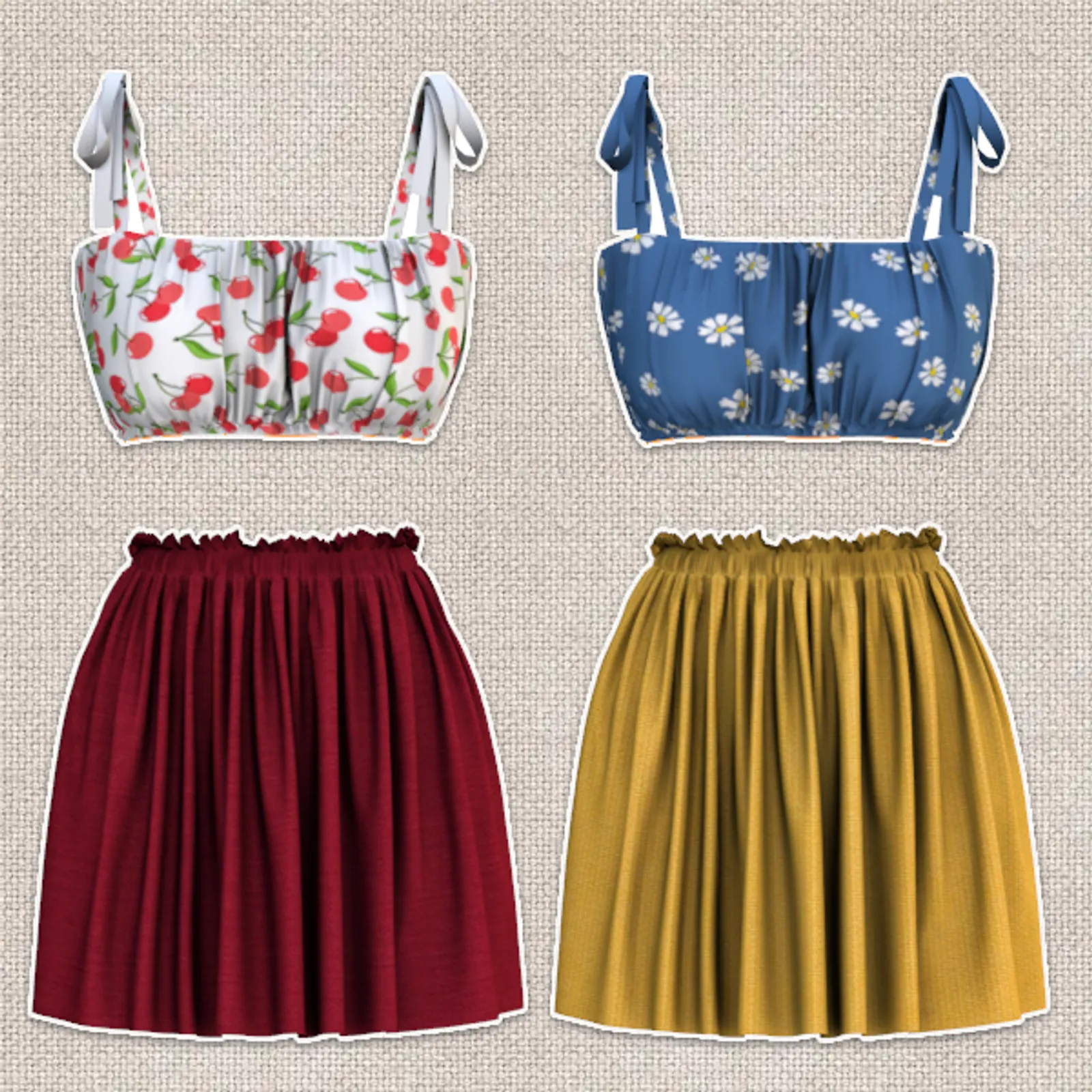 ribbon tank top & skirt set