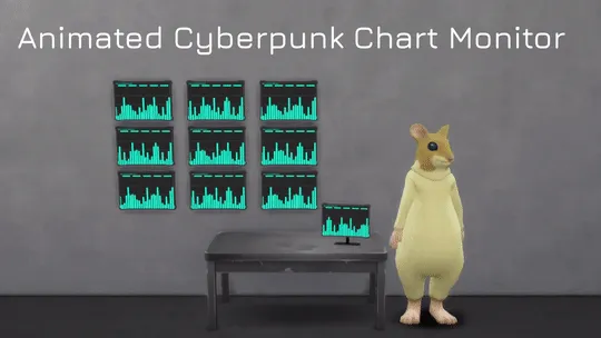 Animated Cyberpunk Chart Monitor