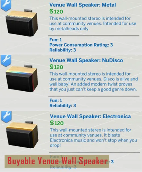Buyable Venue Wall Speaker for any lot
