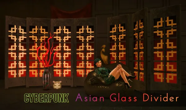 Cyberpunk Asian Glass Divider
