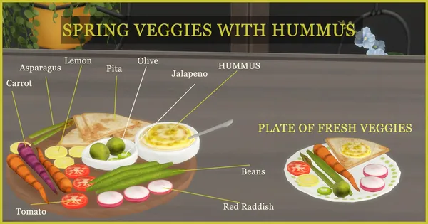 SPRING VEGGIE CHARCUTERIE WITH HUMMUS