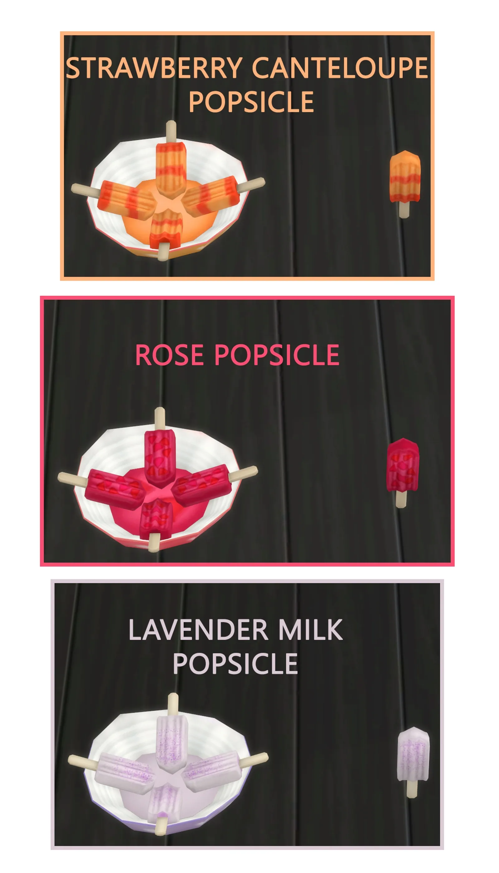 APRIL POPSICLES - CANTELOUPE, LAVENDER AND ROSE