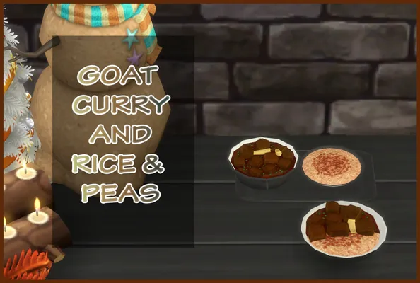 GOAT CURRY WITH RICE AND PEAS