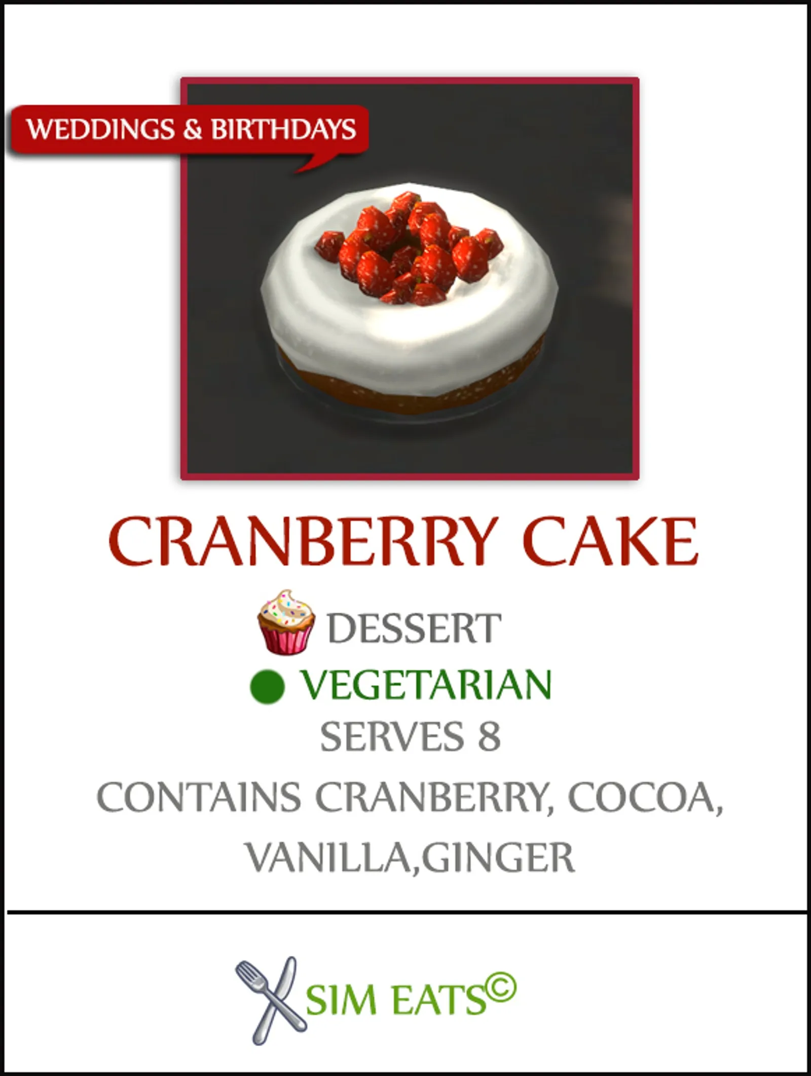 CRANBERRY CAKE CUSTOM FOOD