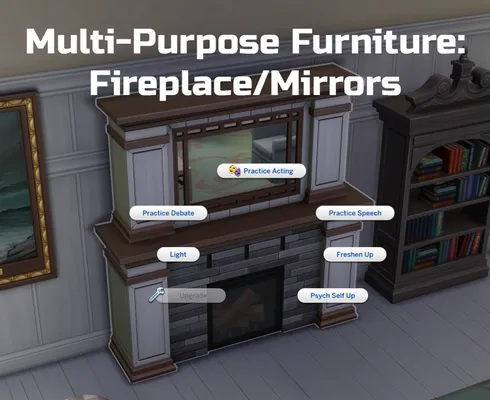 Multi-Purpose Furniture: Fireplace/Mirrors