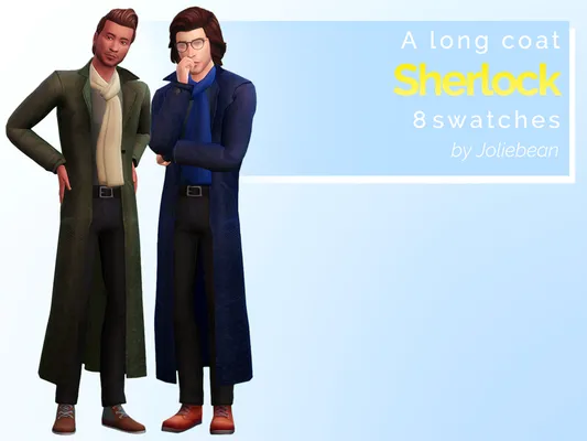 Sherlock - a long coat for men in 8 swatches by Joliebean