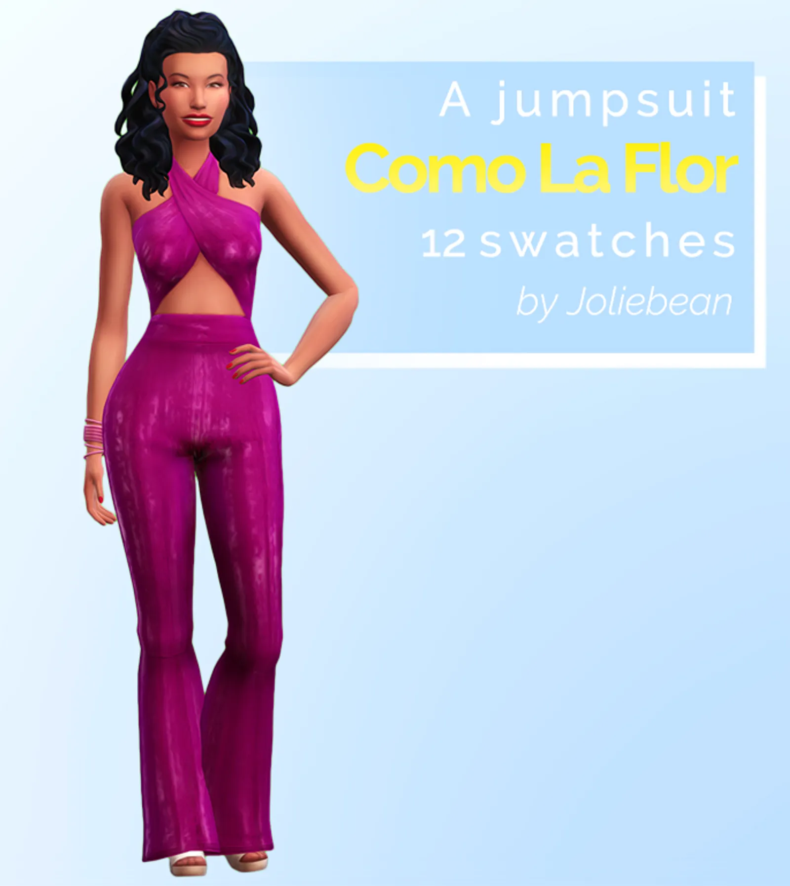 Como La Flor jumpsuit in 12 swatches by Joliebean