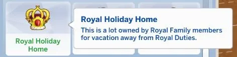 Royal Vacation Home Lot Trait