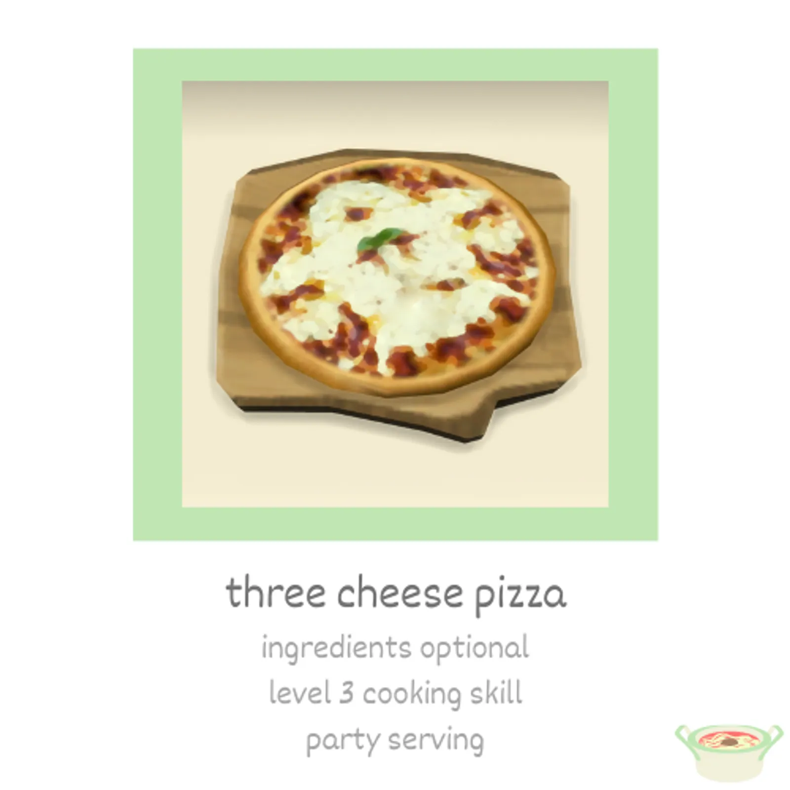 three cheese pizza