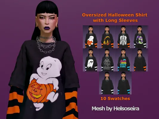 Oversized Halloween Shirt with Long Sleeves