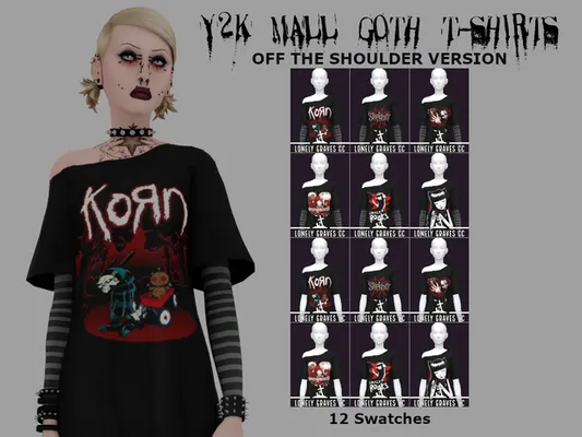 Y2K Mall Goth T-Shirts OFF THE SHOULDER VERSION 