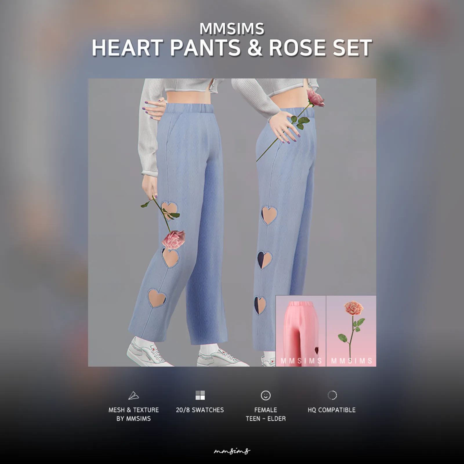 MMSIMS Heart Pants & Rose Set