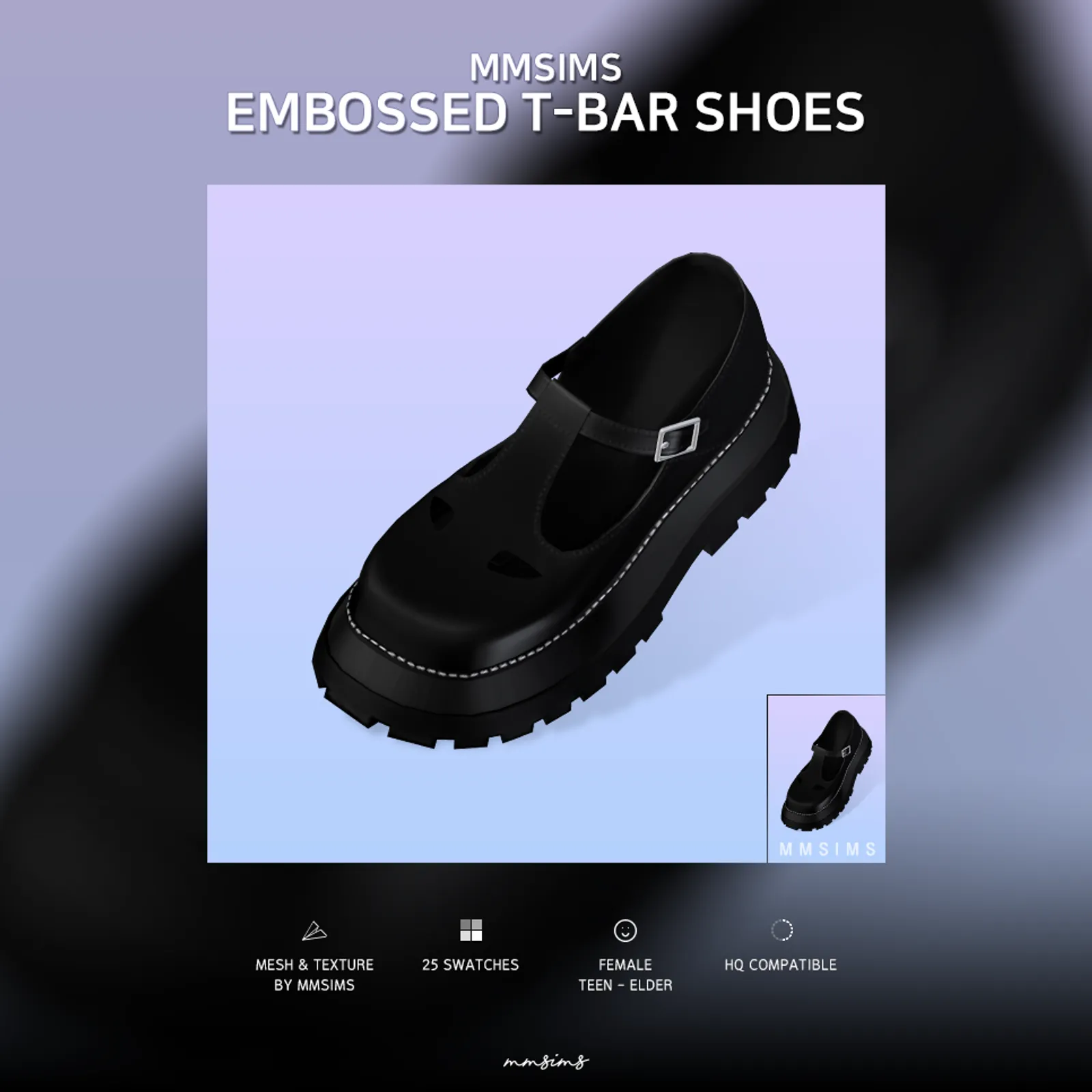 MMSIMS Embossed T-bar Shoes