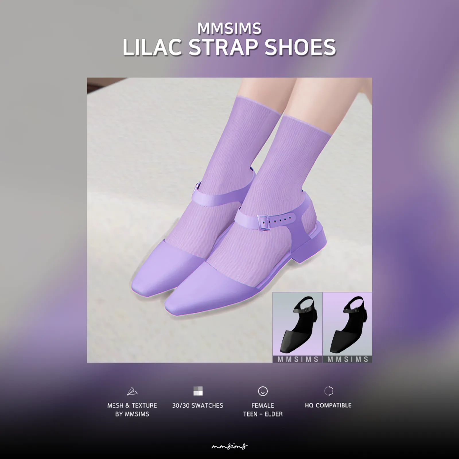 MMSIMS Lilac strap shoes