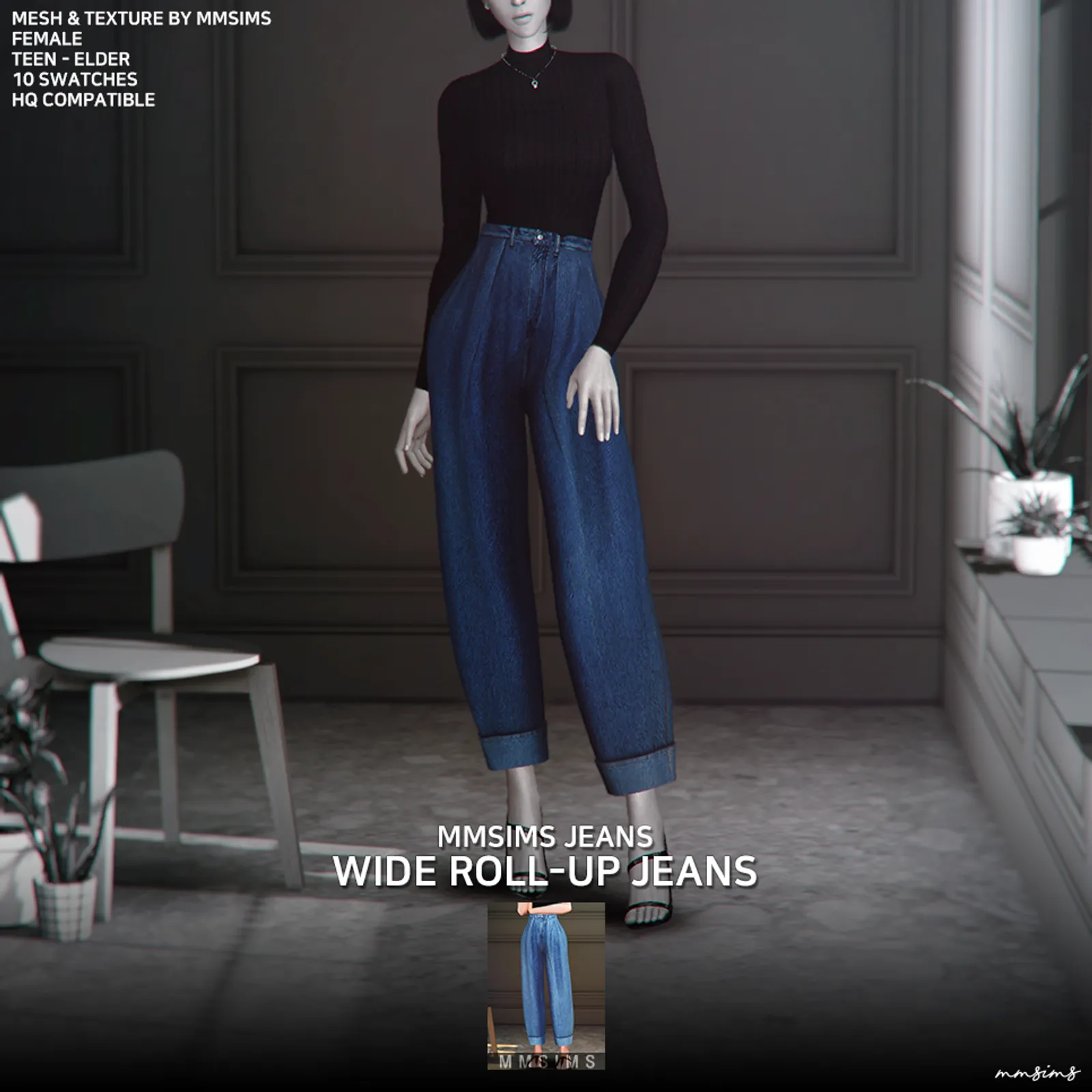 MMSIMS af Wide roll-up jeans
