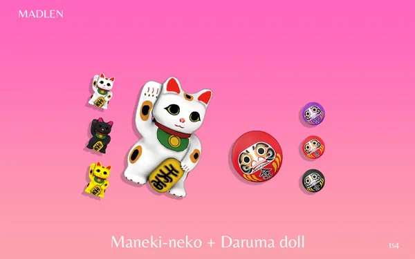 Maneki-neko + Daruma Doll
