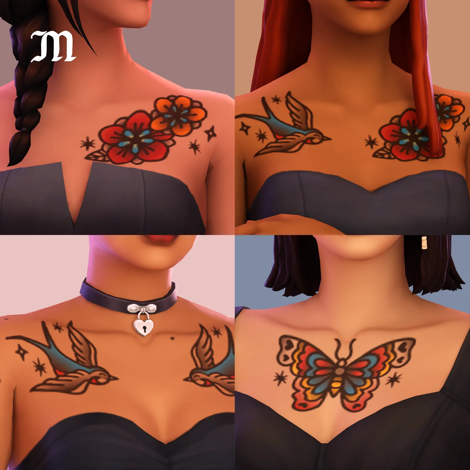 More Random Tattoos - Maxis Match chest tattoos