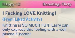 Custom Preferences: Knitting, Floral Arranging, and Star Wars Music - Updated for 1.77 + French Translation From Kimikosama