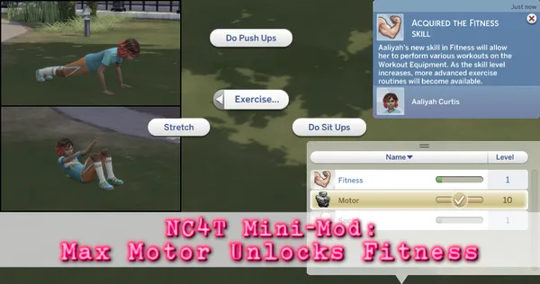 Mini-mod : Max motor unlocks fitness