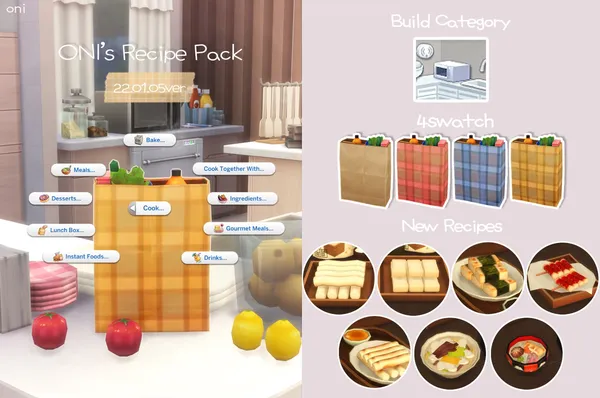 Oni's Recipe Pack_custom food mod_22.01.05