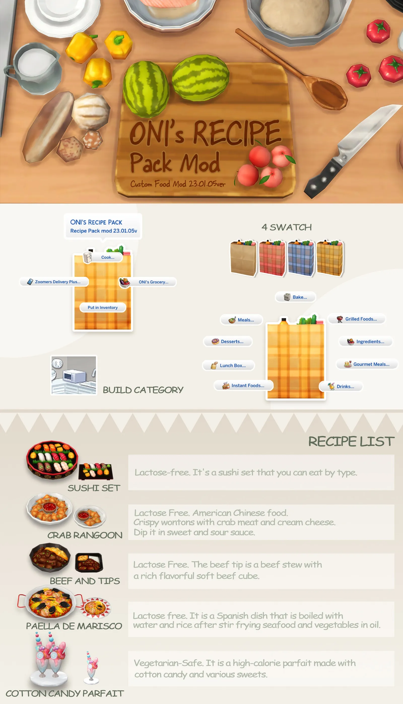 Oni's Recipe Pack_custom food mod_23.01.05