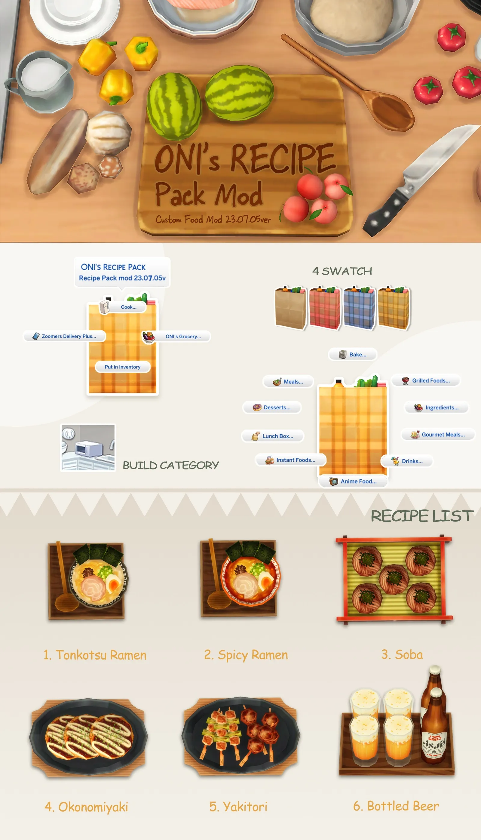 Oni's Recipe Pack_custom food mod_23.07.05