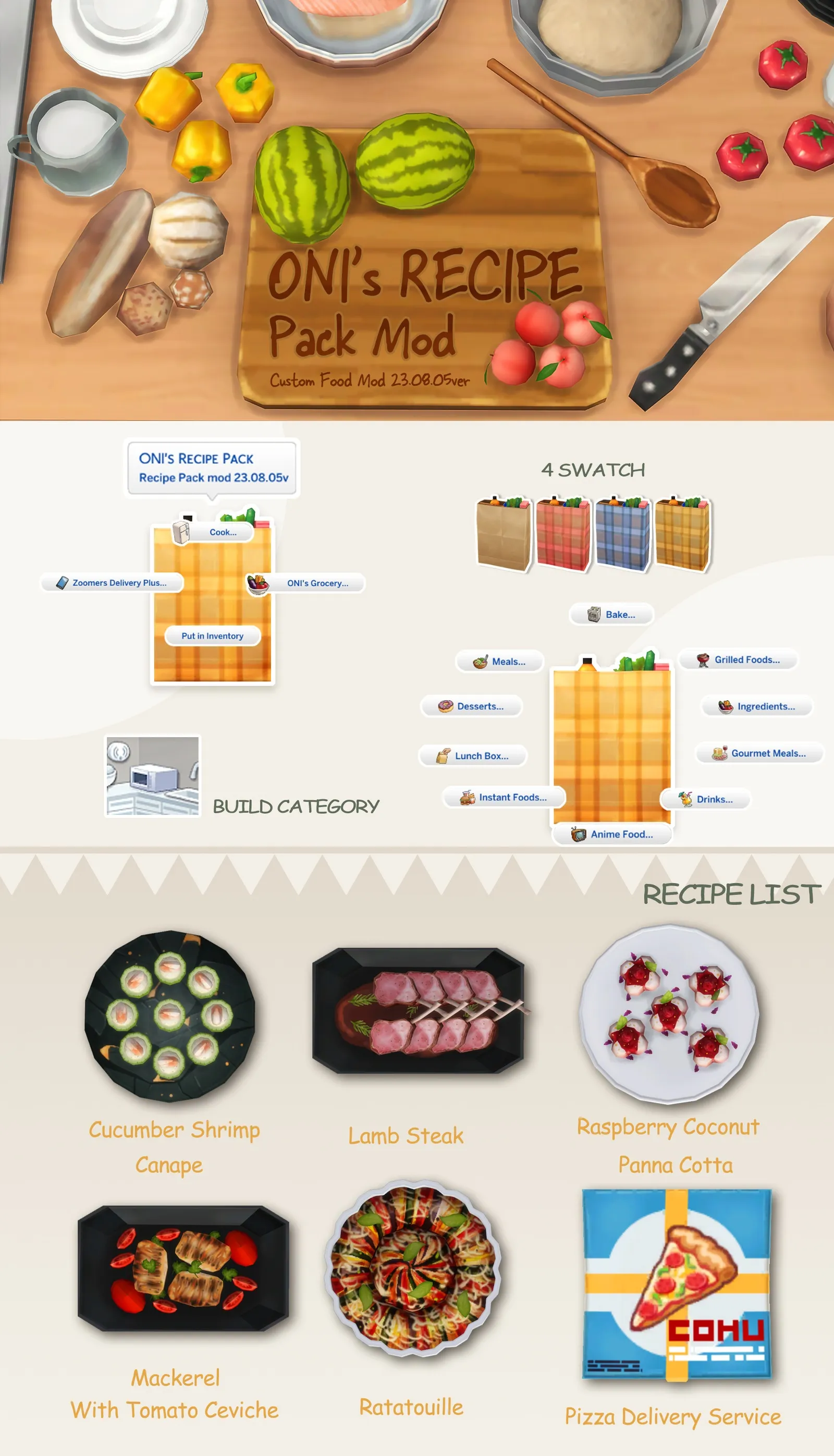 Oni's Recipe Pack_custom food mod_23.08.05