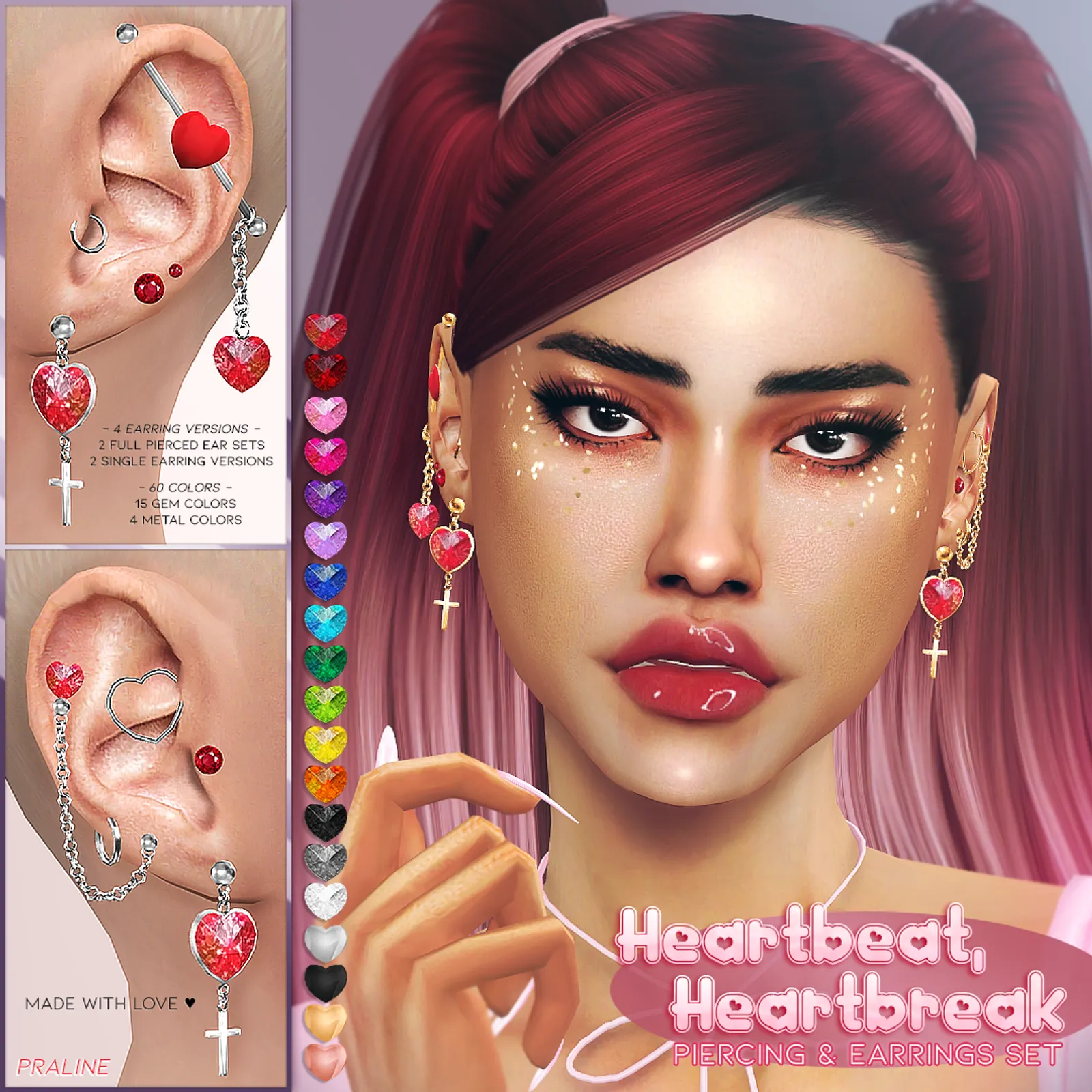 HEARTBEAT, HEARTBREAK Piercing & Earring Set