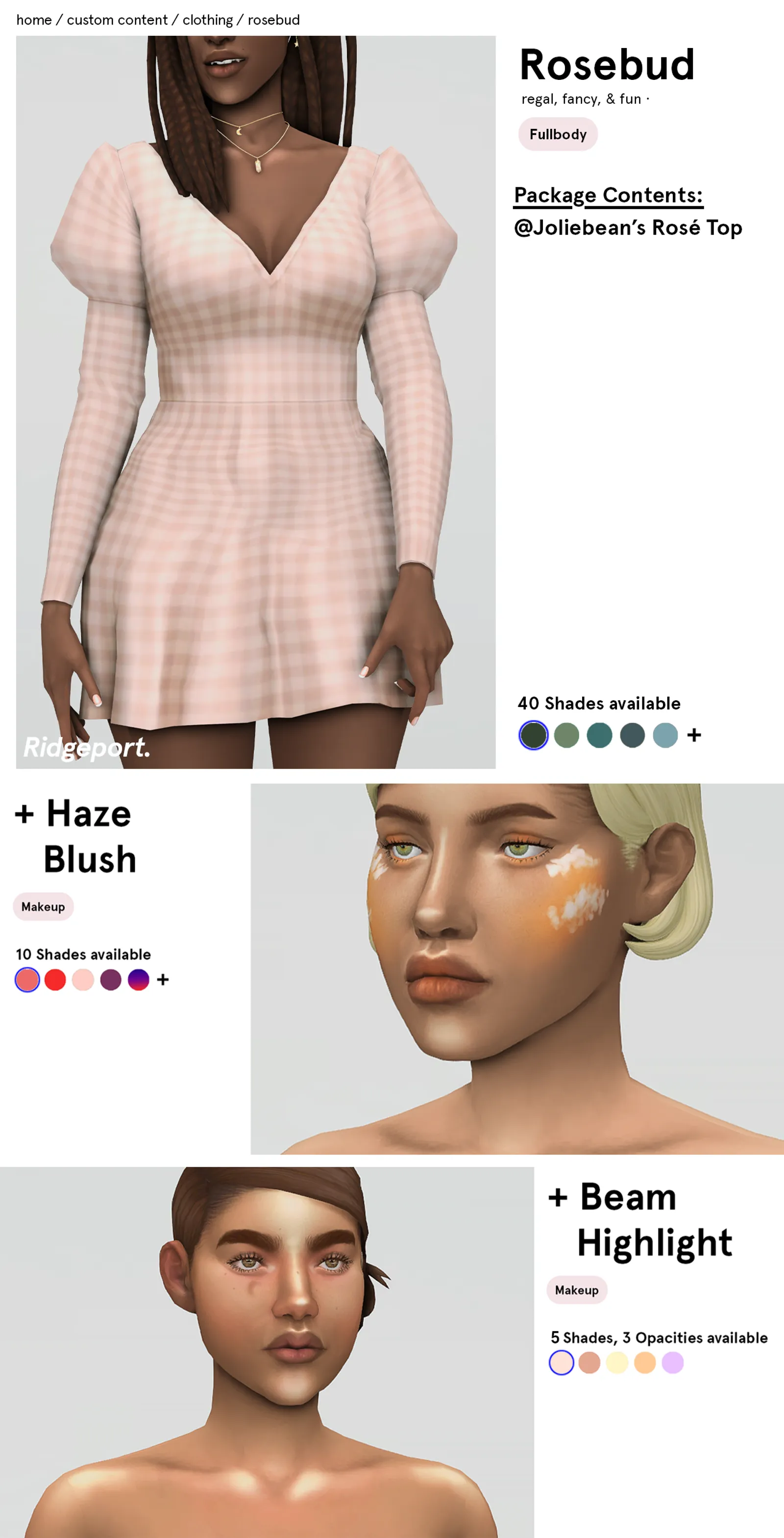 Rosebud Dress, Haze Blush, Beam Highlight •