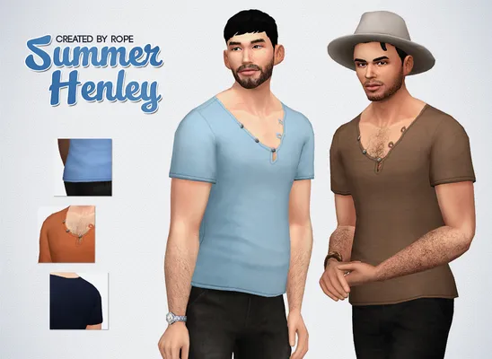 Summer Henley Shirt for the Sims 4
