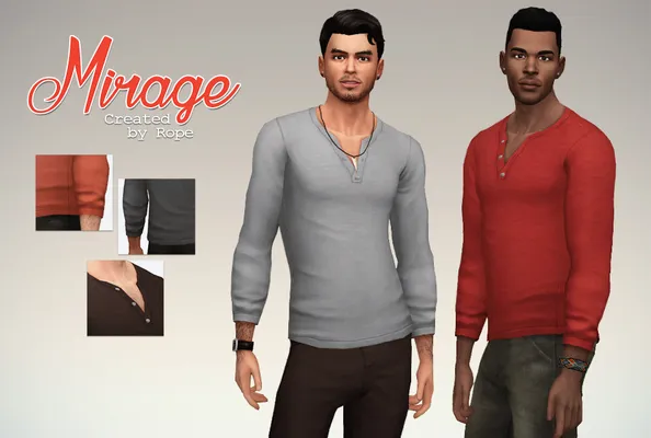 Mirage Henley Shirt, for the Sims 4