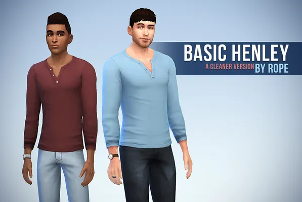 Basic Henley, cleaner version for The Sims 4