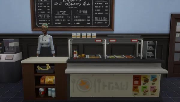 Sims 4 High School Years: shorter cafeteria (without dummy soda machine) [fully functional!]
