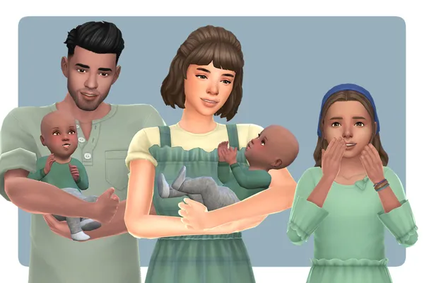 Twins Surprise! 👶👶 Family Pose for TS4 Gallery