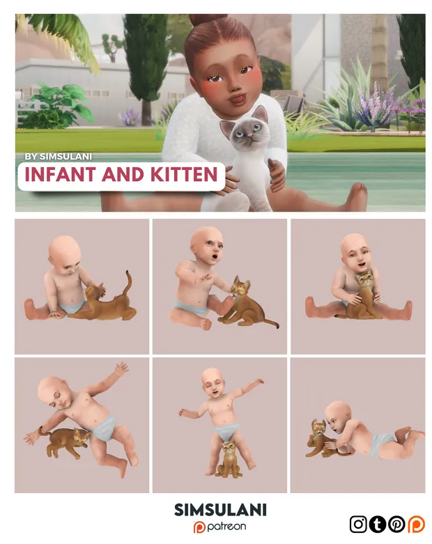 #368 Pose Pack | Infant & Kitten 