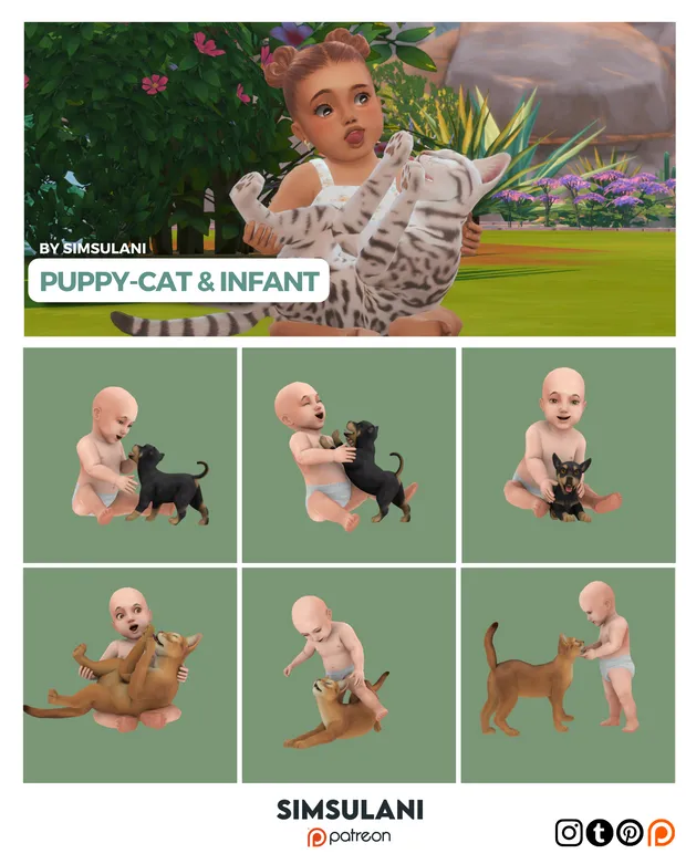 #375 Pose Pack | Puppy-Cat with Infant | Free 