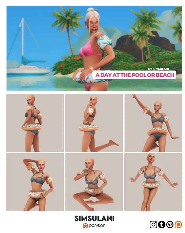 #392 Pose Pack |  A day at the pool or beach (free) 