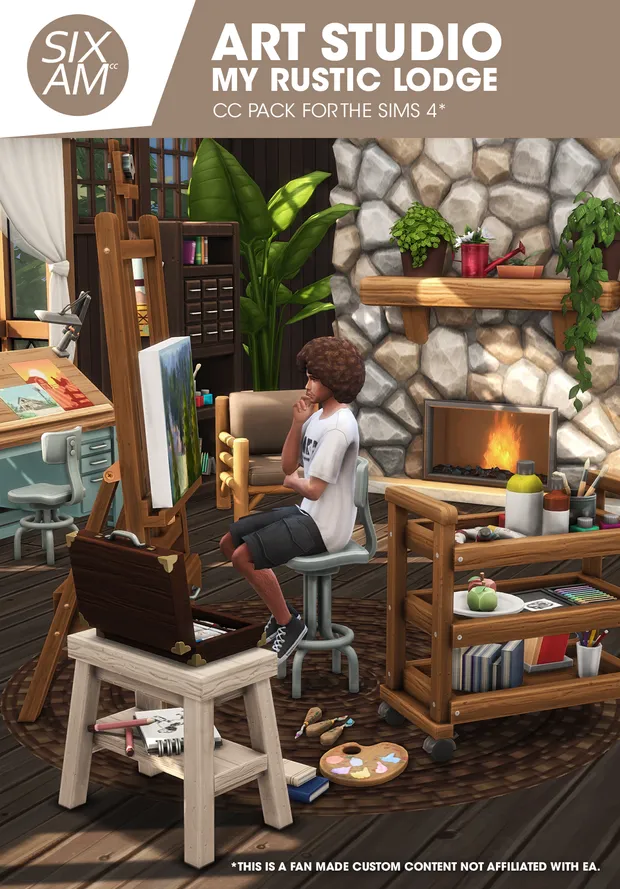 Art Studio My Rustic Lodge (CC Pack for The Sims 4) 