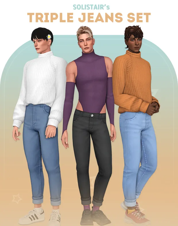 Triple Jeans Set for Male Frame Sims