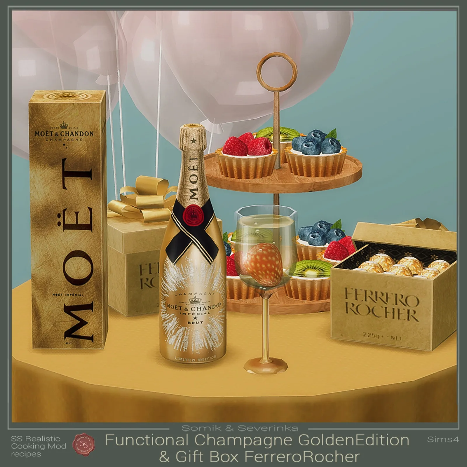 Functional Champagne "Golden Edition" and Gift Box "Ferrero Rocher"