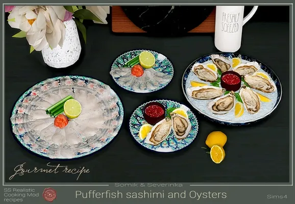 Oysters and Pufferfish Sashimi 