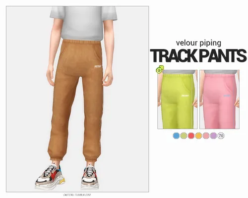VELOUR PIPING TRACK PANTS